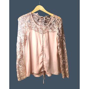 ALLOY APPAREL- WOMEN'S PINK BLUSH LACED TOP BACK RIBBON CLOSURE SIZE LARGE